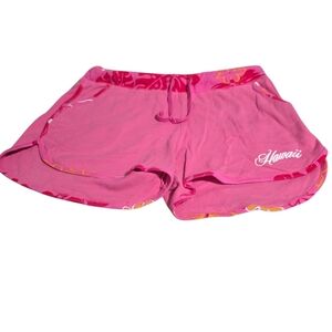 Women’s Pink Athletic Lounge Shorts with Floral Trim